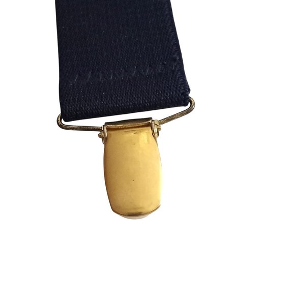 Vintage Suspenders Navy Blue Clip On Stretch West Germany - Picture 6 of 7